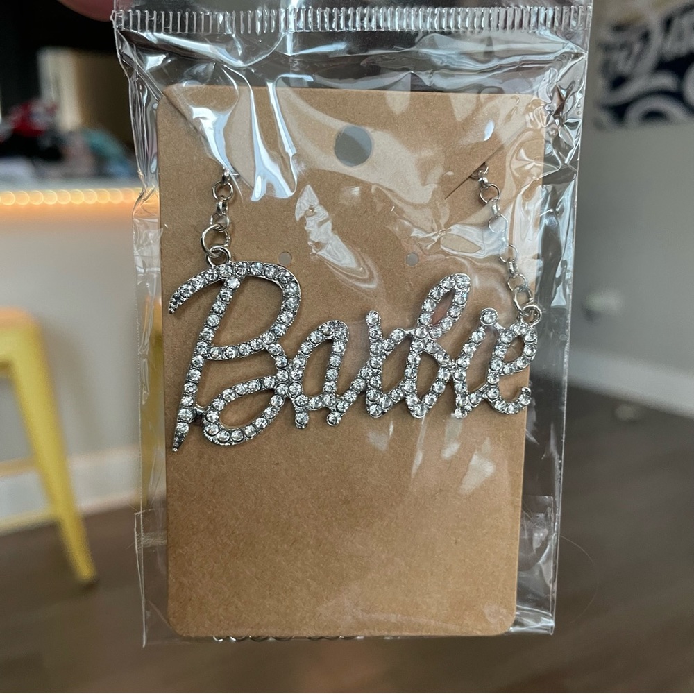 Barbie Silver Tone Rhinestone Necklace Y2K Bling BARBIECORE OS
